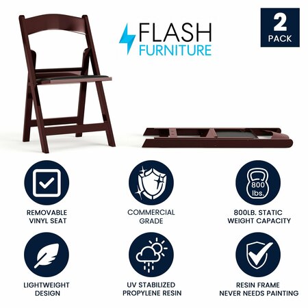 Flash Furniture Mahogany Resin Folding Chair 2-LE-L-1-MAH-GG